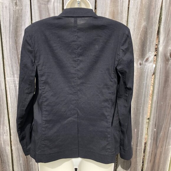 THEORY 10 Open Front Linen Blazer Jamilla Black Long Sleeve Top Jacket Medium - Picture 7 of 10